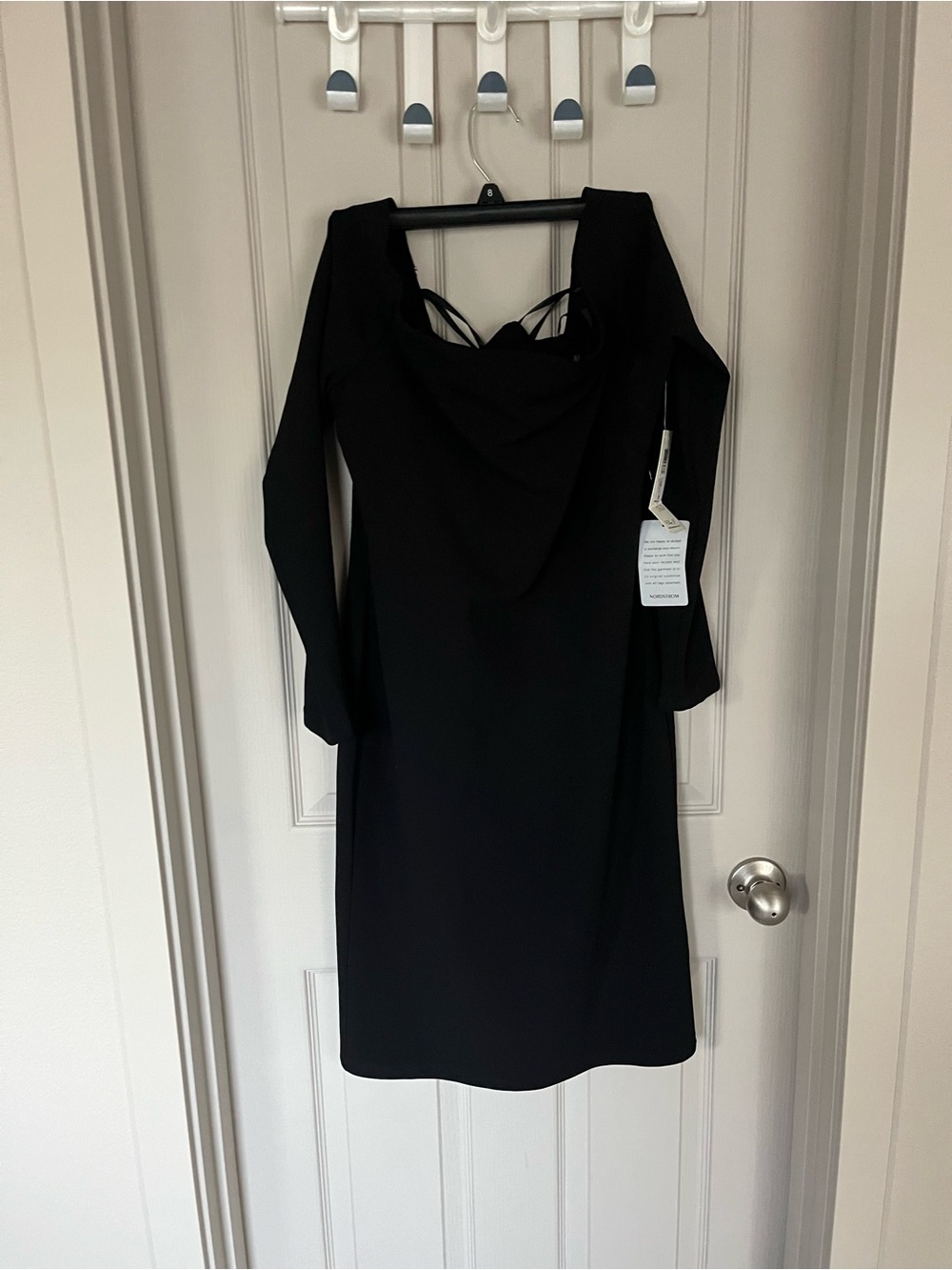 Eliza J Black Midi Dress with Cowl Neck and Strappy Back